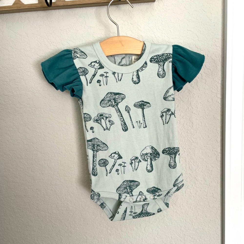 KateQuinn Ruffle Mushroom Onesie 6/12m
